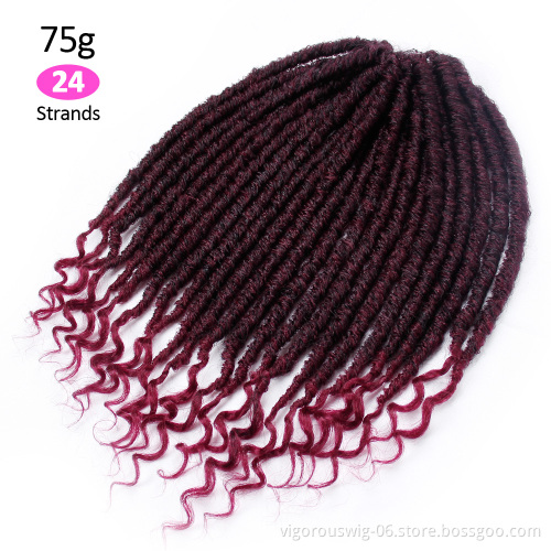 Wholesale kids goddess locs crochet hair curly ends pre-loop synthetic crochet braids twist braiding faux locs hair extensions